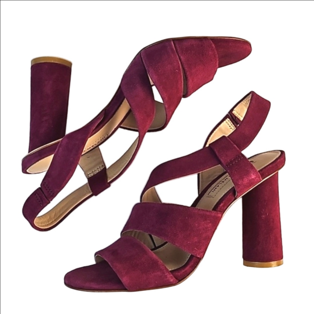 Antonio Melani Layren Suede Leather Raspberry Slingback Strappy Open Toe…